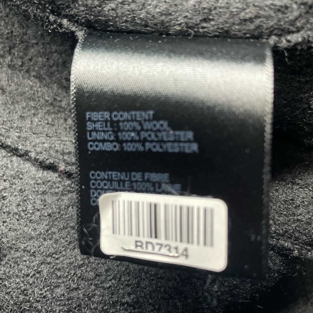 Hilary Radley 100% Boiled Wool A Line Pea Coat with Leather Trim Detail Black - Picture 5 of 12